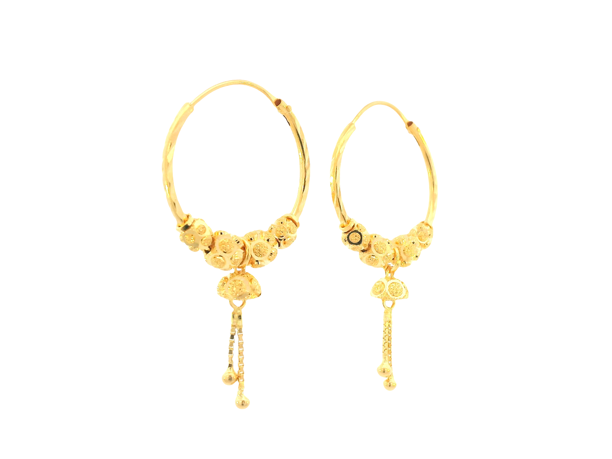 22K Yellow Gold Hoop Earrings – Polished Finish