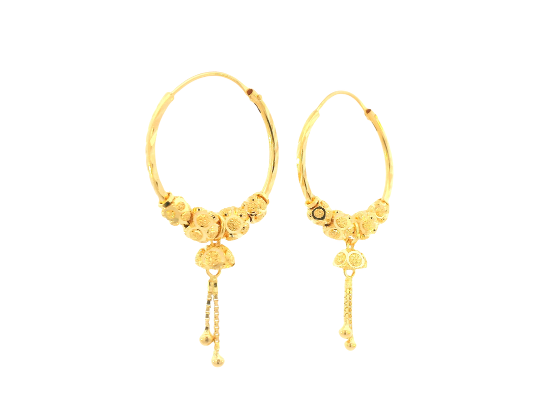 22K Yellow Gold Hoop Earrings – Polished Finish