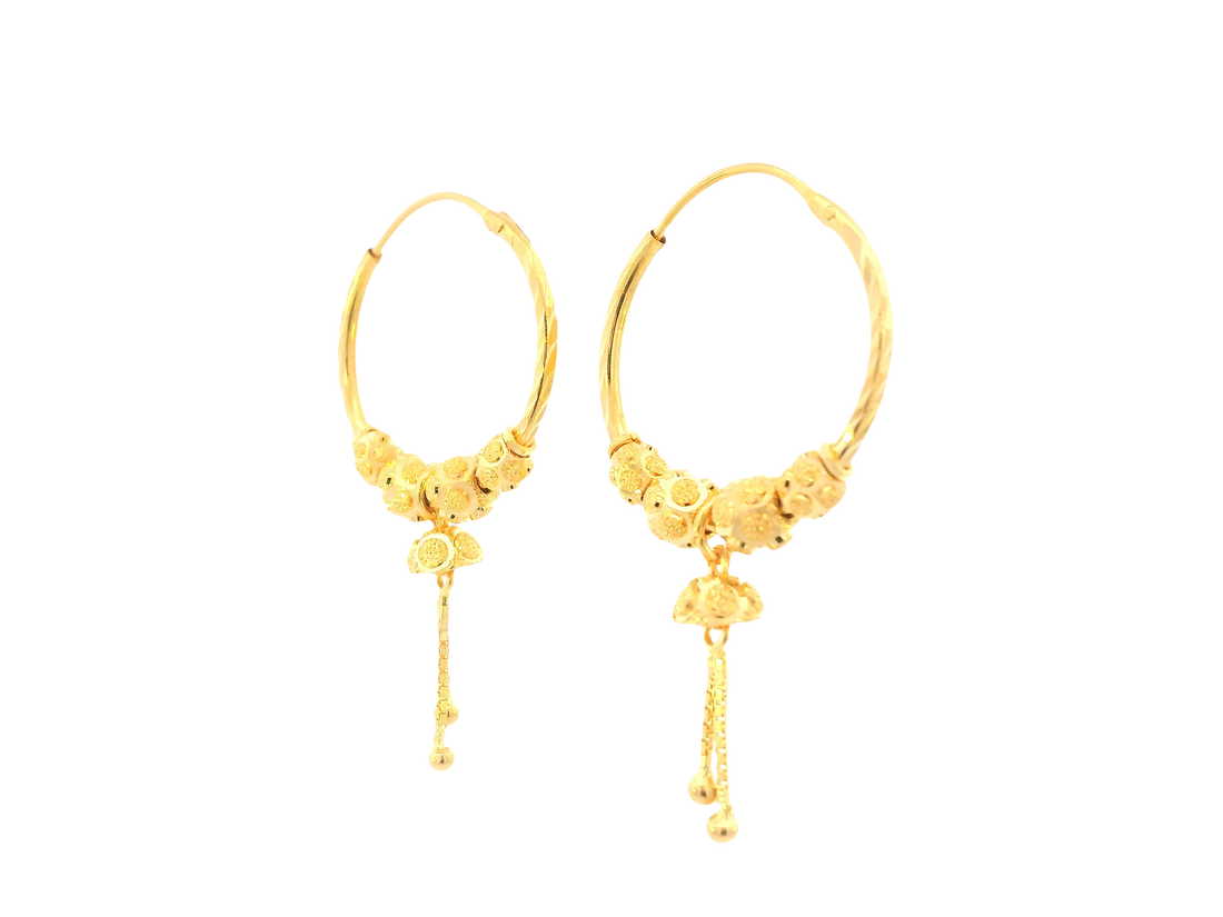 22K Yellow Gold Hoop Earrings – Polished Finish