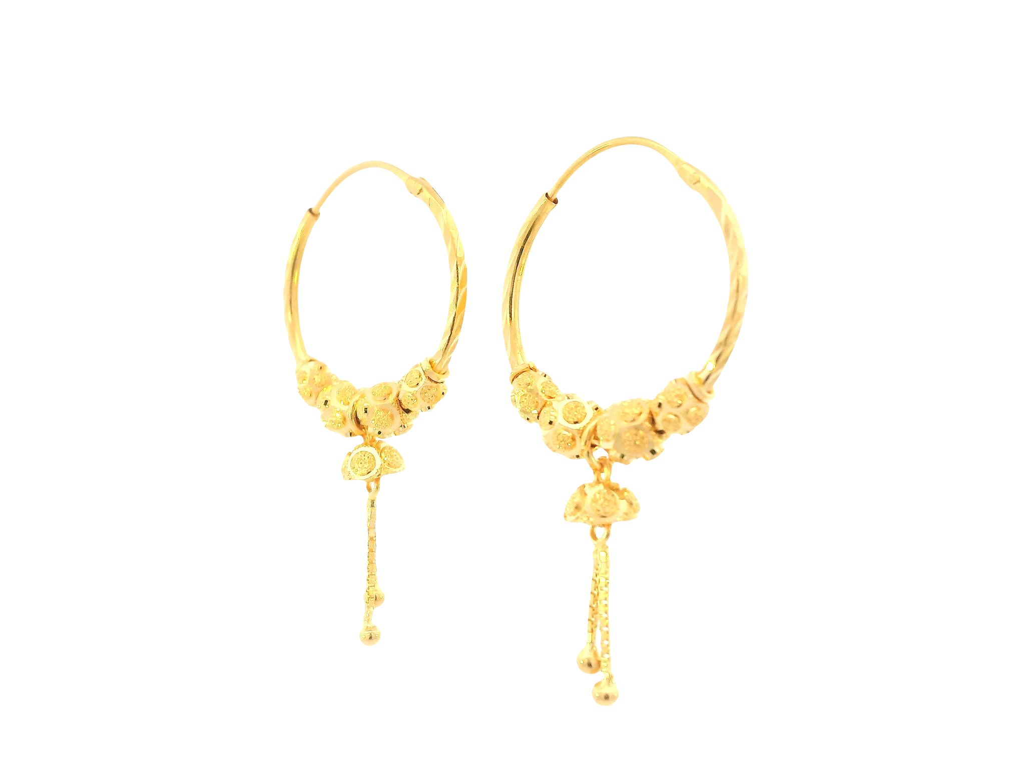 22K Yellow Gold Hoop Earrings – Polished Finish