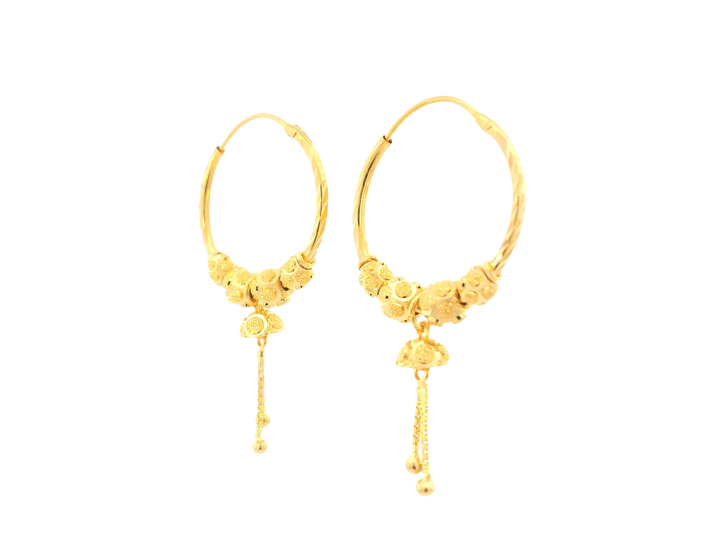 22K Yellow Gold Hoop Earrings – Polished Finish