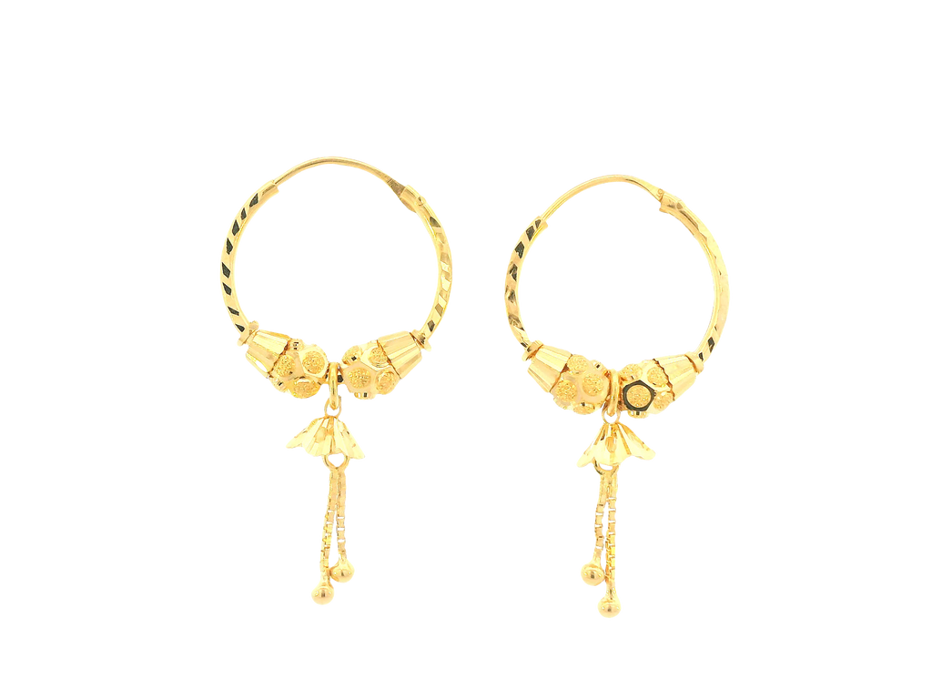 22K Yellow Gold Hoop Earrings – Polished Finish