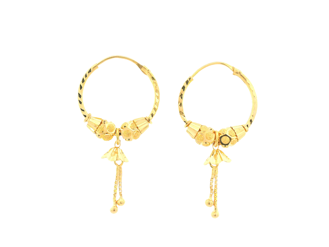 22K Yellow Gold Hoop Earrings – Polished Finish