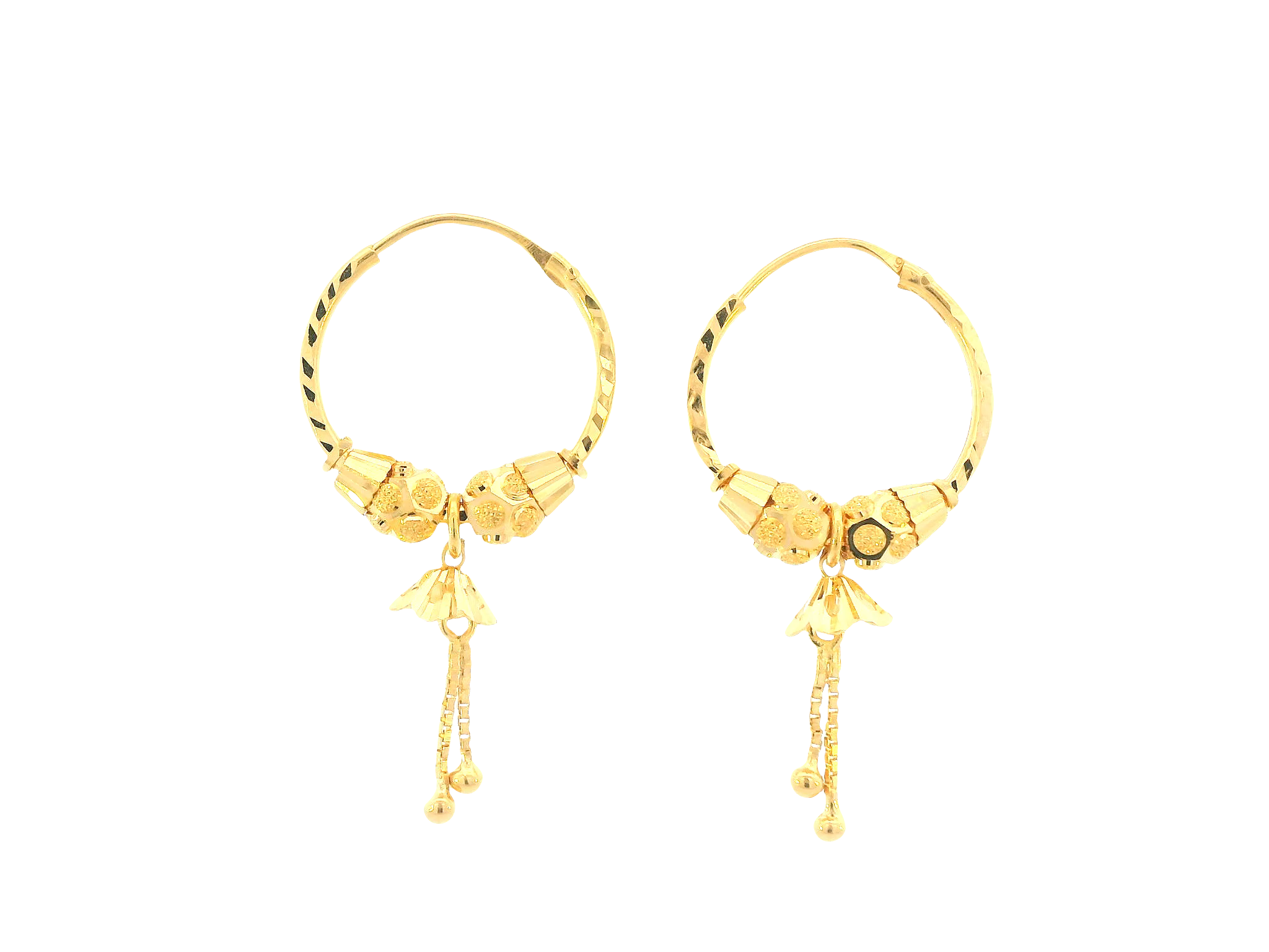 22K Yellow Gold Hoop Earrings – Polished Finish