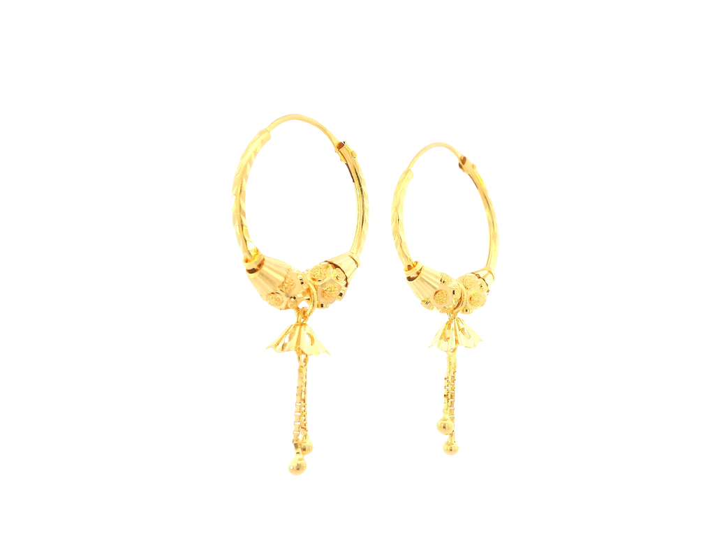 22K Yellow Gold Hoop Earrings – Polished Finish