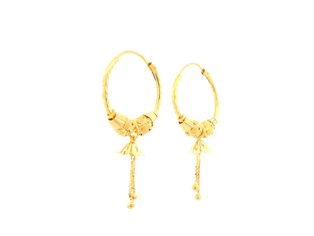 22K Yellow Gold Hoop Earrings – Polished Finish