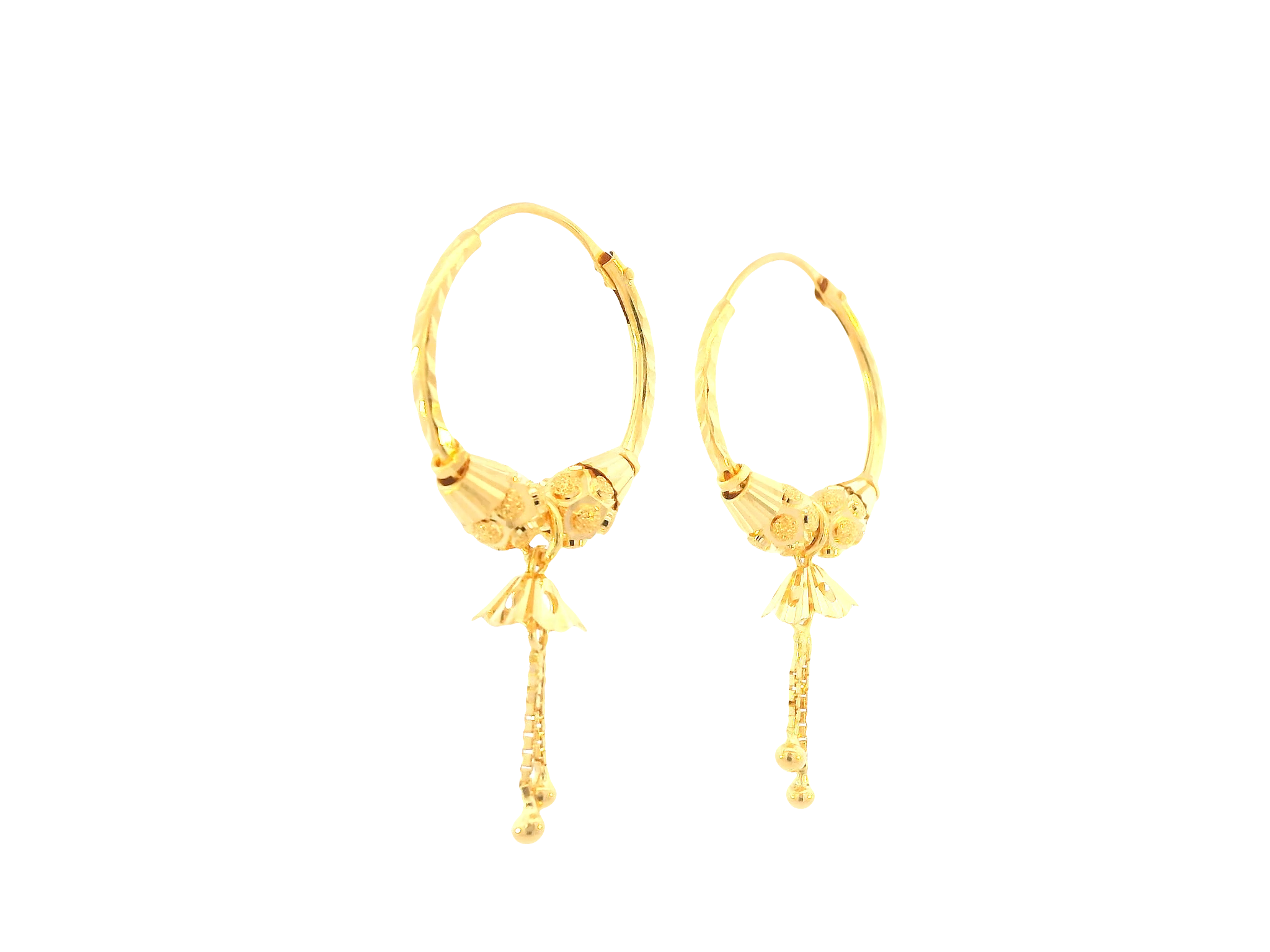 22K Yellow Gold Hoop Earrings – Polished Finish