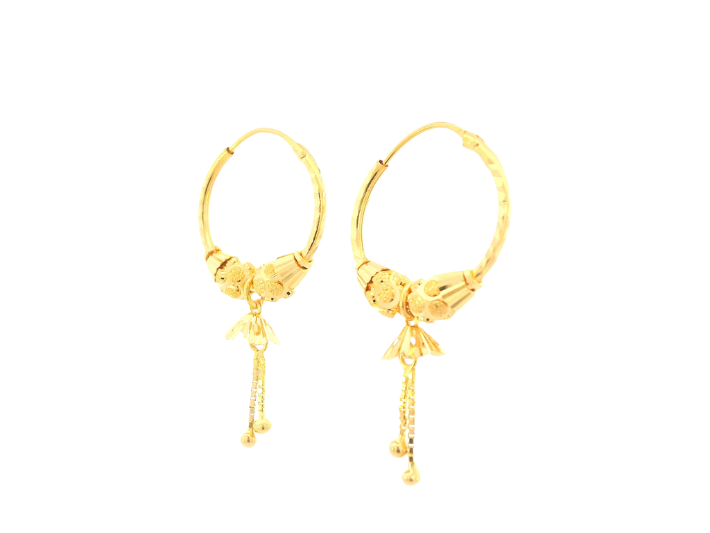 22K Yellow Gold Hoop Earrings – Polished Finish