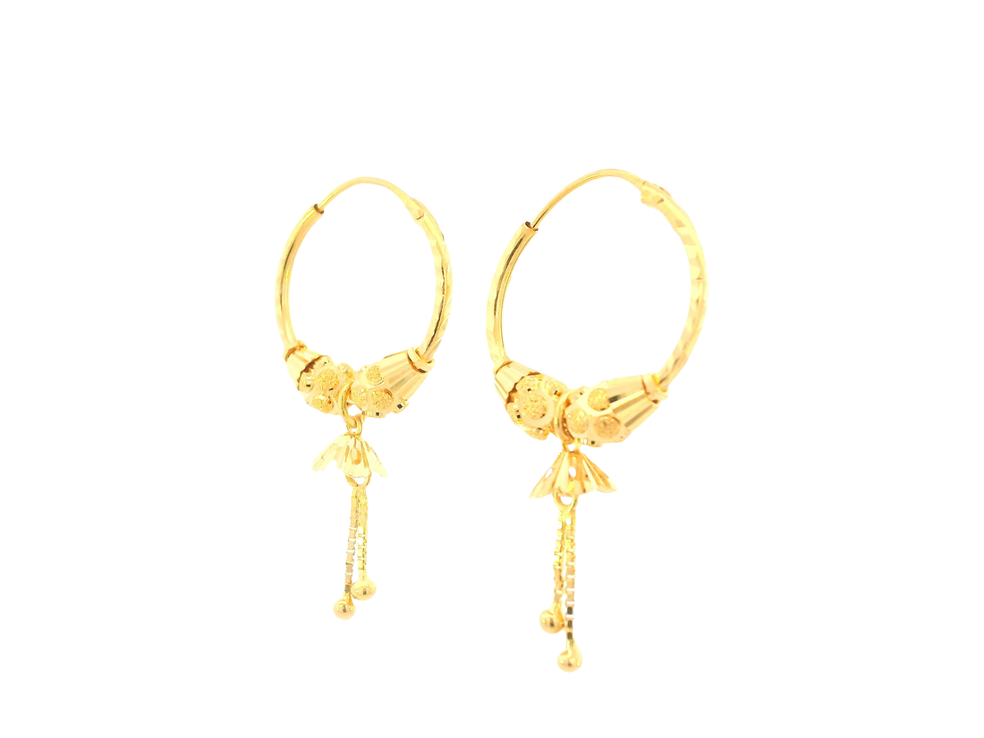22K Yellow Gold Hoop Earrings – Polished Finish