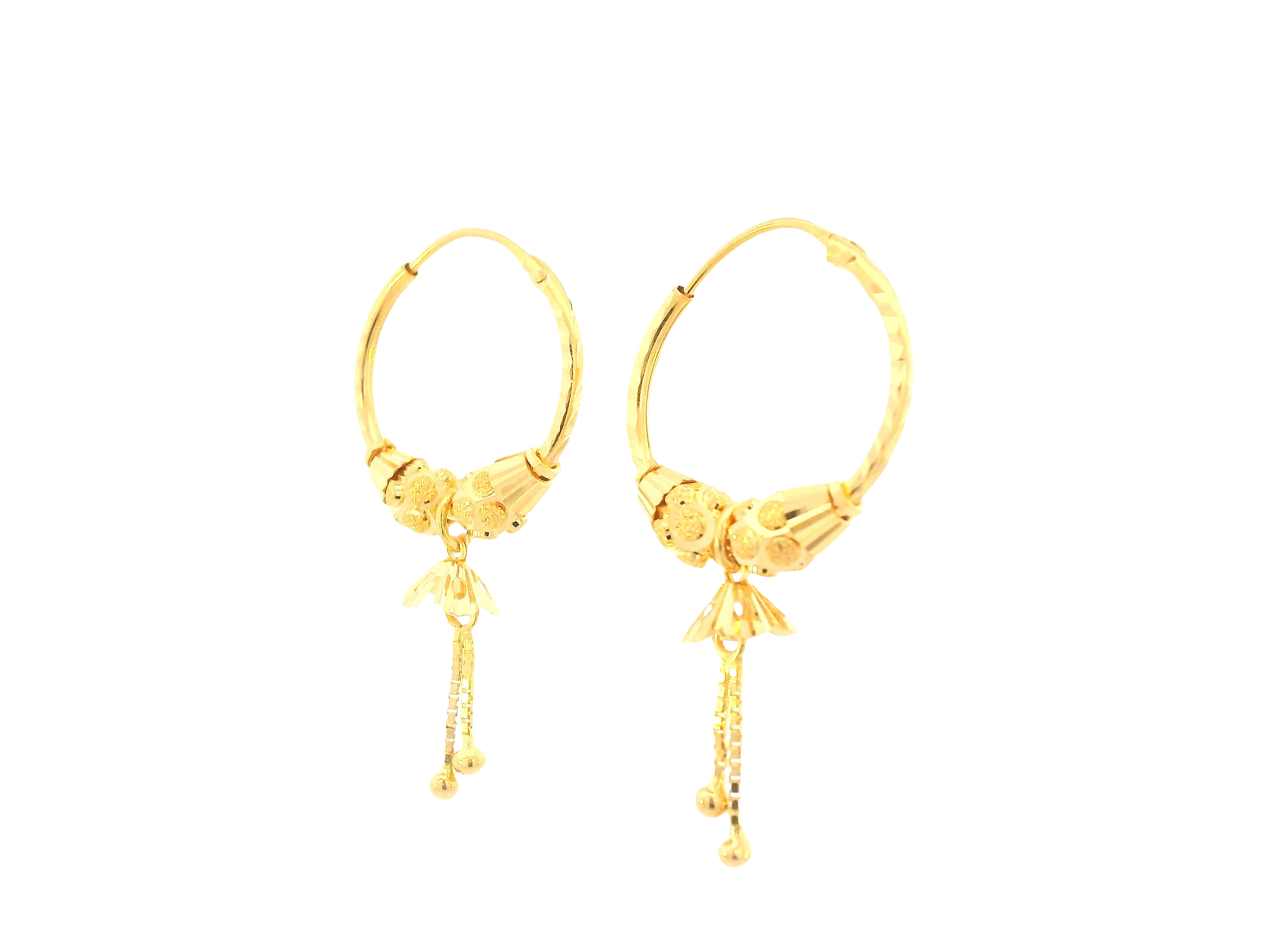 22K Yellow Gold Hoop Earrings – Polished Finish