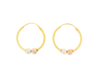 22K Tri-Color Gold Hoop Earrings – Polished Finish