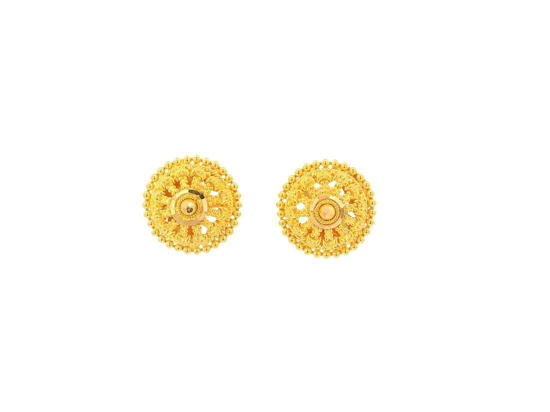 22K Yellow Gold Stud Earrings – Polished Finish with Screw Back