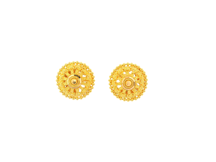 22K Yellow Gold Stud Earrings – Polished Finish with Screw Back