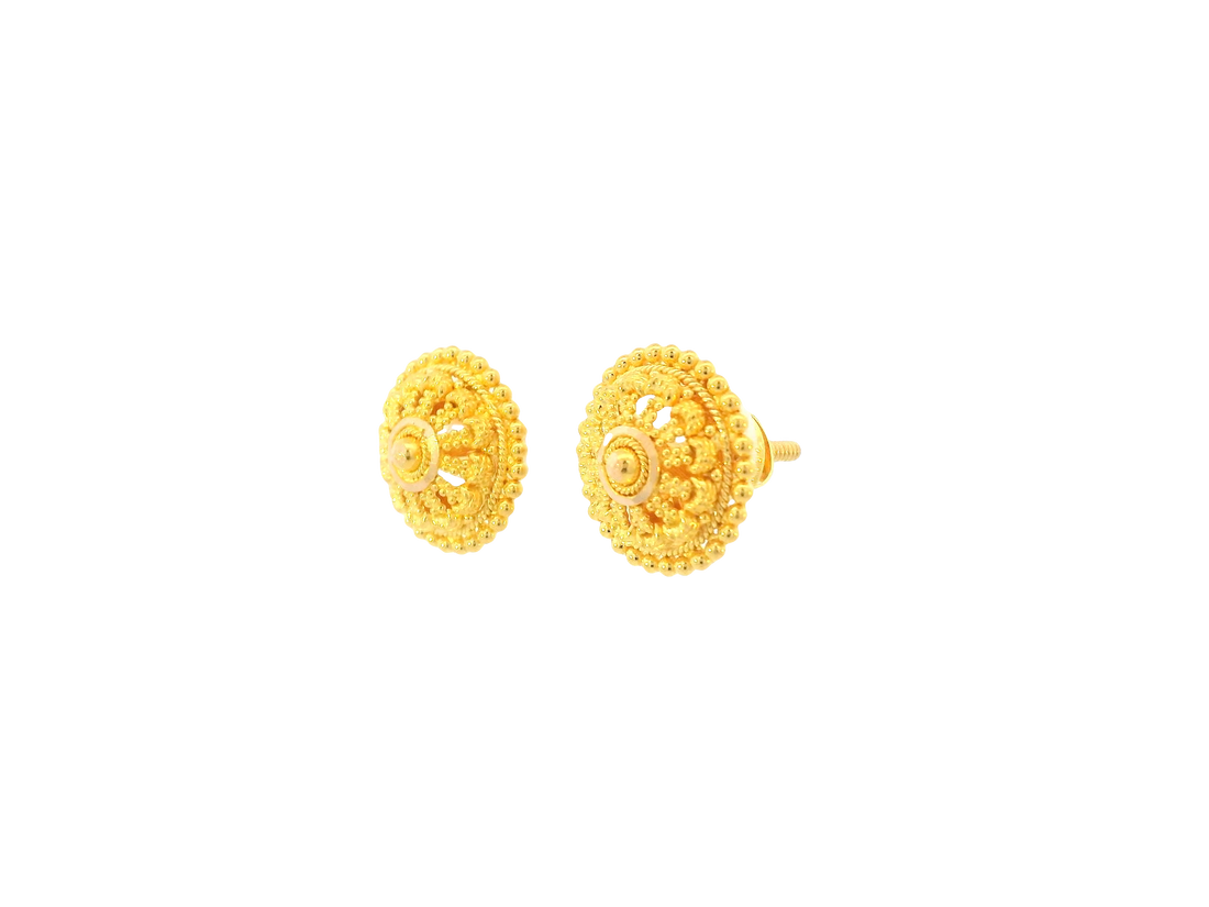 22K Yellow Gold Stud Earrings – Polished Finish with Screw Back