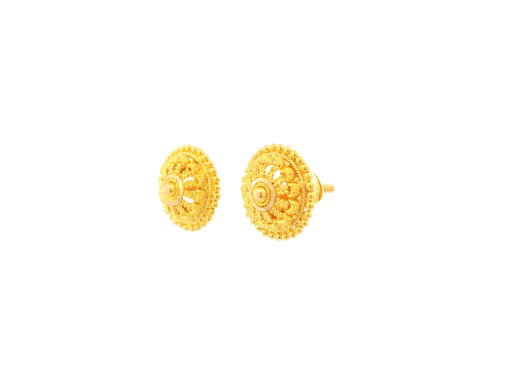 22K Yellow Gold Stud Earrings – Polished Finish with Screw Back