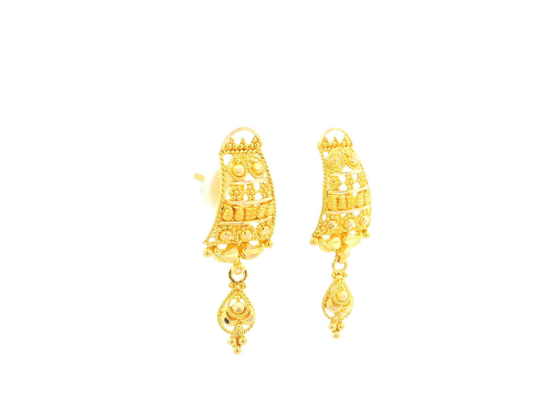 22K Yellow Gold Stud Earrings – Polished Finish with Screw Back