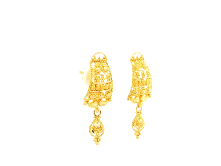 22K Yellow Gold Stud Earrings – Polished Finish with Screw Back