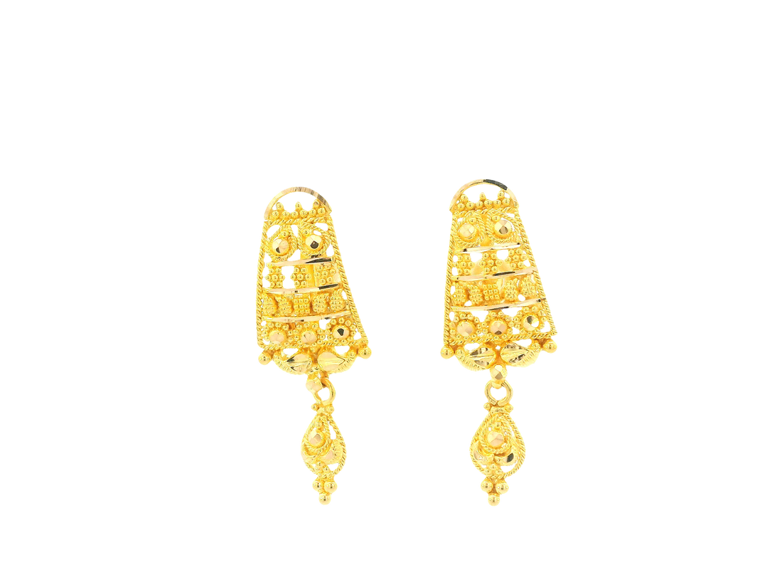 22K Yellow Gold Stud Earrings – Polished Finish with Screw Back