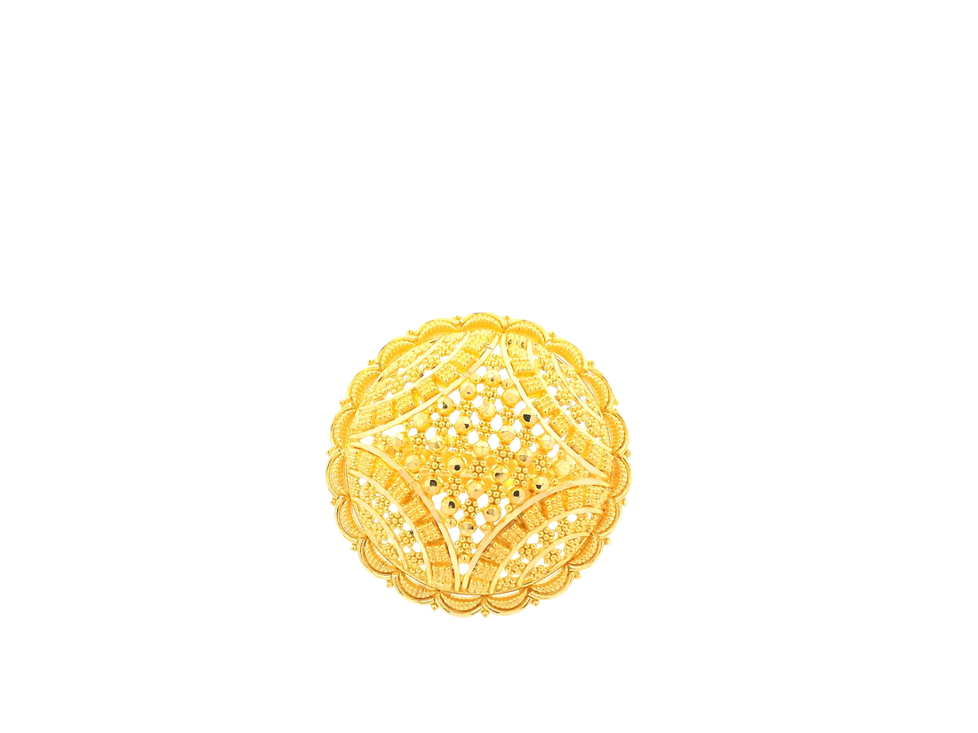 22K Yellow Gold Adjustable Ring – Polished Bold Design