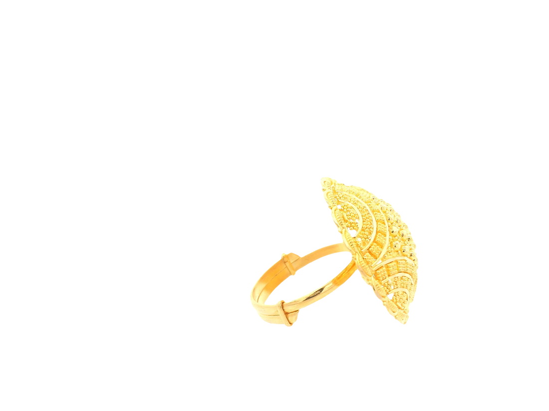 22K Yellow Gold Adjustable Ring – Polished Bold Design