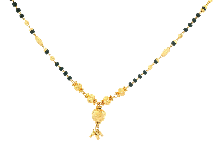 22K Yellow Gold Mangalsutra – Black Beads
