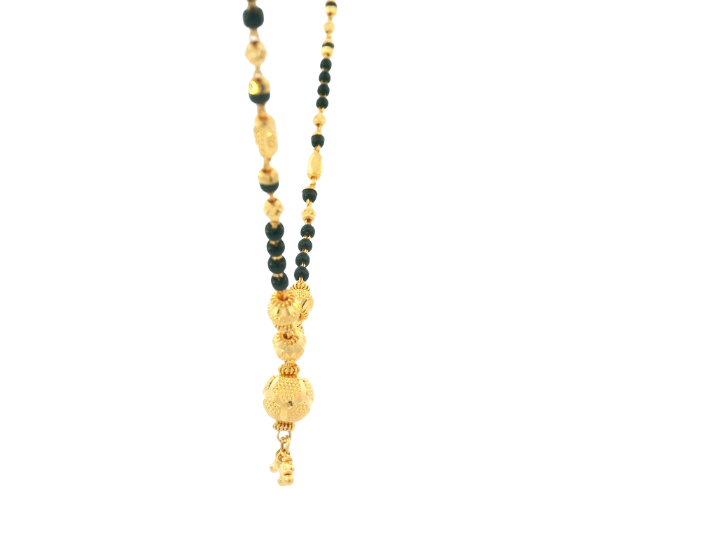 22K Yellow Gold Mangalsutra – Black Beads
