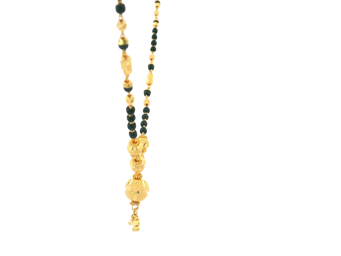22K Yellow Gold Mangalsutra – Black Beads
