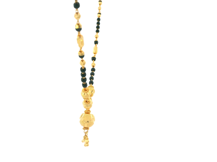 22K Yellow Gold Mangalsutra – Black Beads