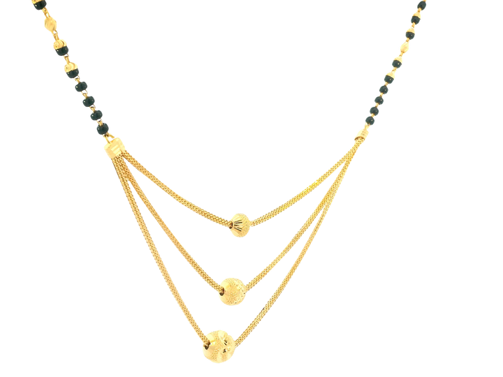 22K Yellow Gold Mangalsutra – Black Beads