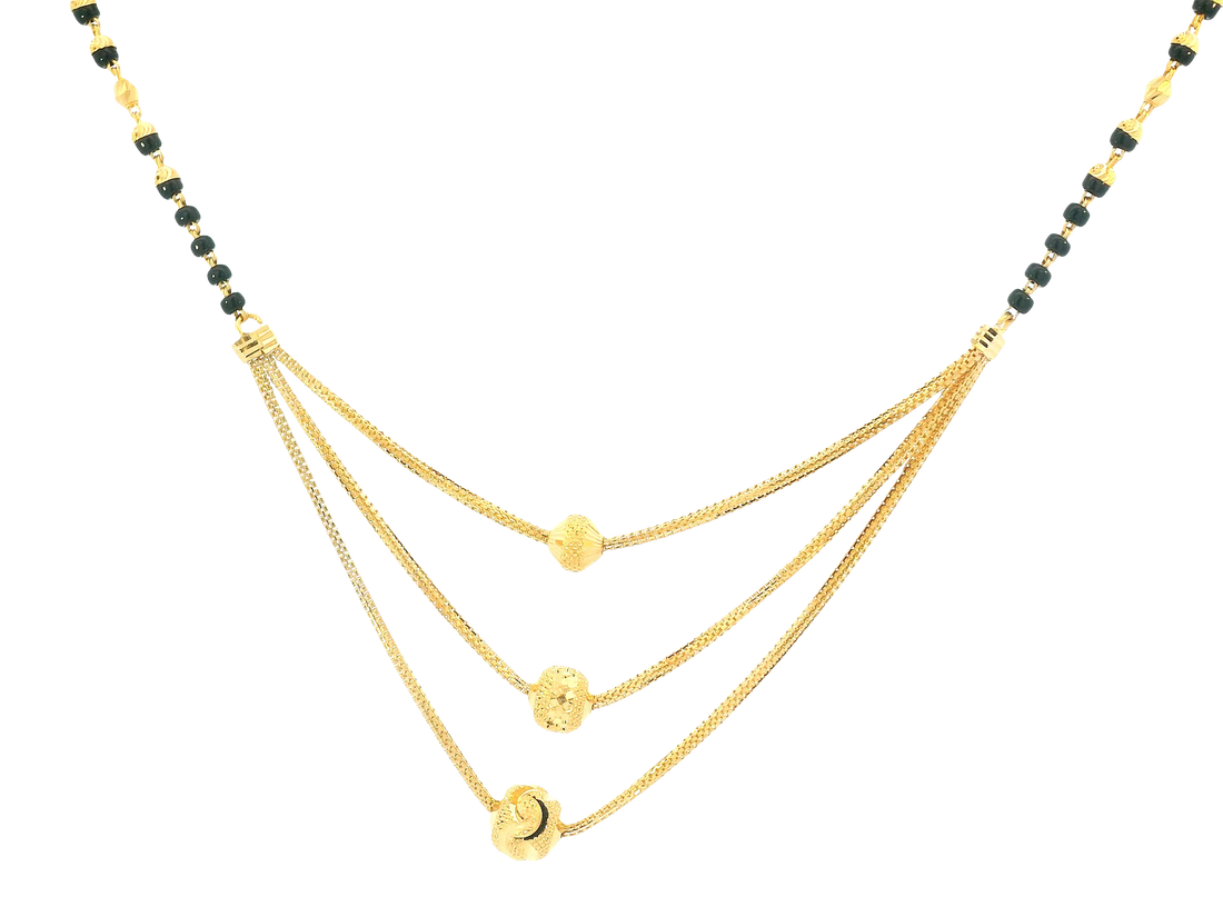 22K Yellow Gold Mangalsutra – Black Beads