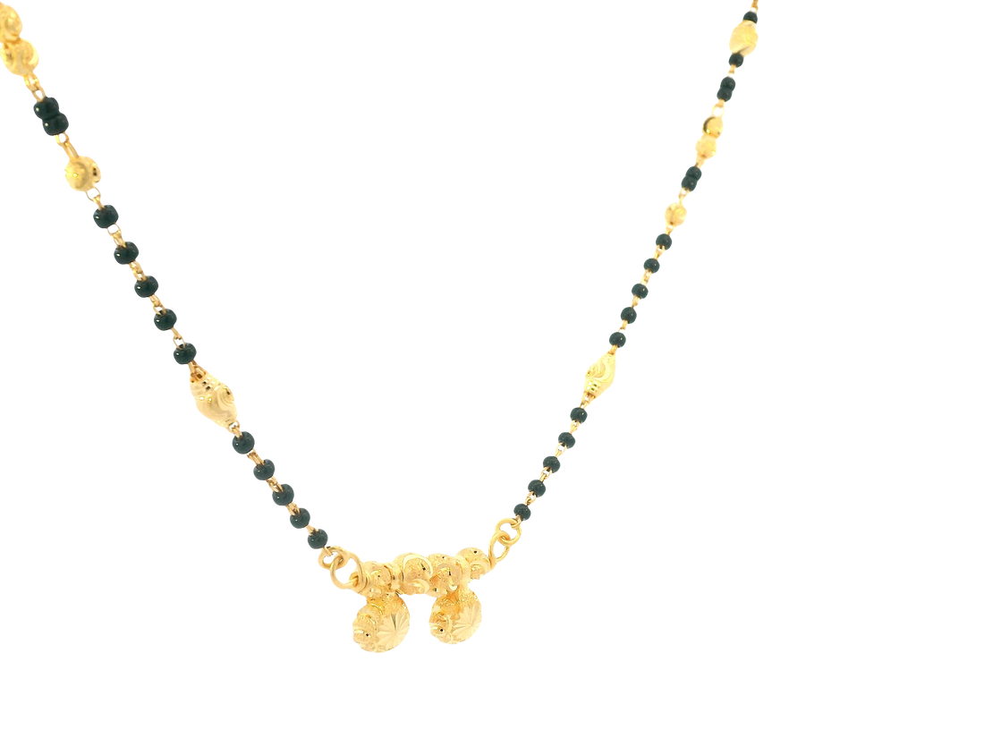 22K Yellow Gold Mangalsutra – Black Beads