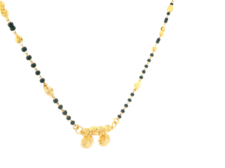 22K Yellow Gold Mangalsutra – Black Beads