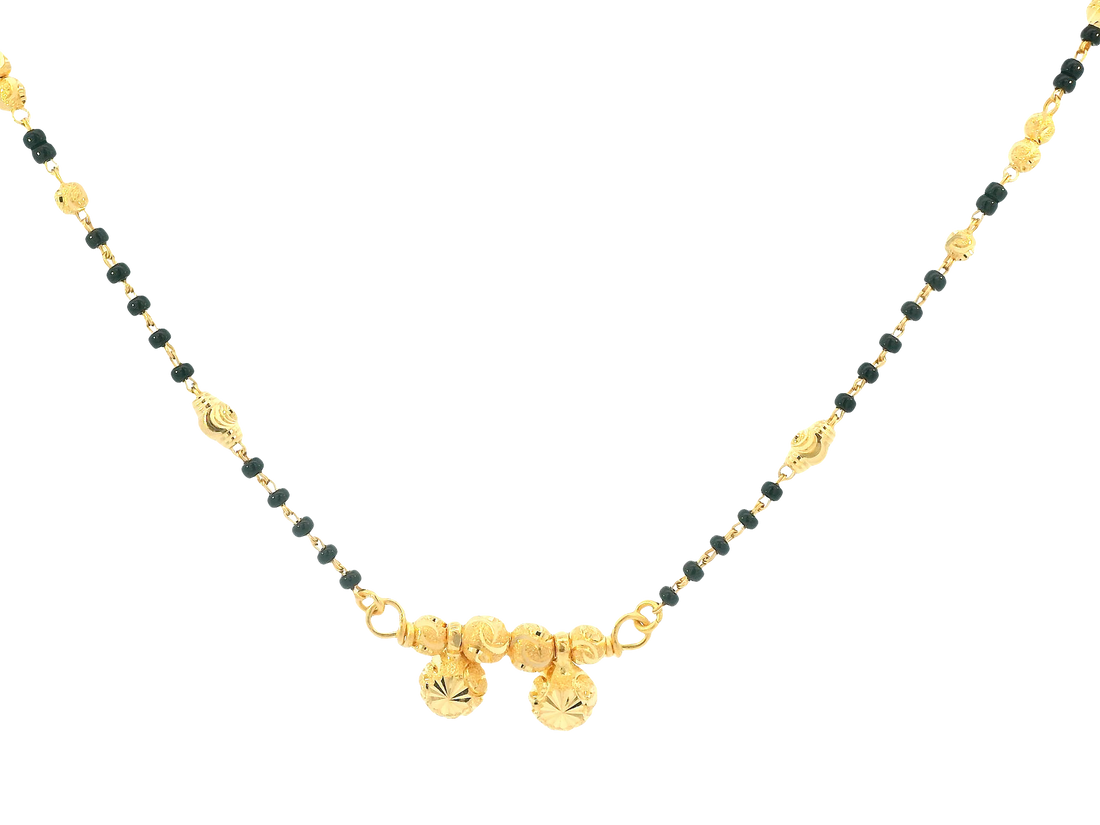 22K Yellow Gold Mangalsutra – Black Beads