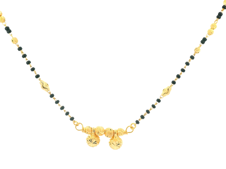 22K Yellow Gold Mangalsutra – Black Beads