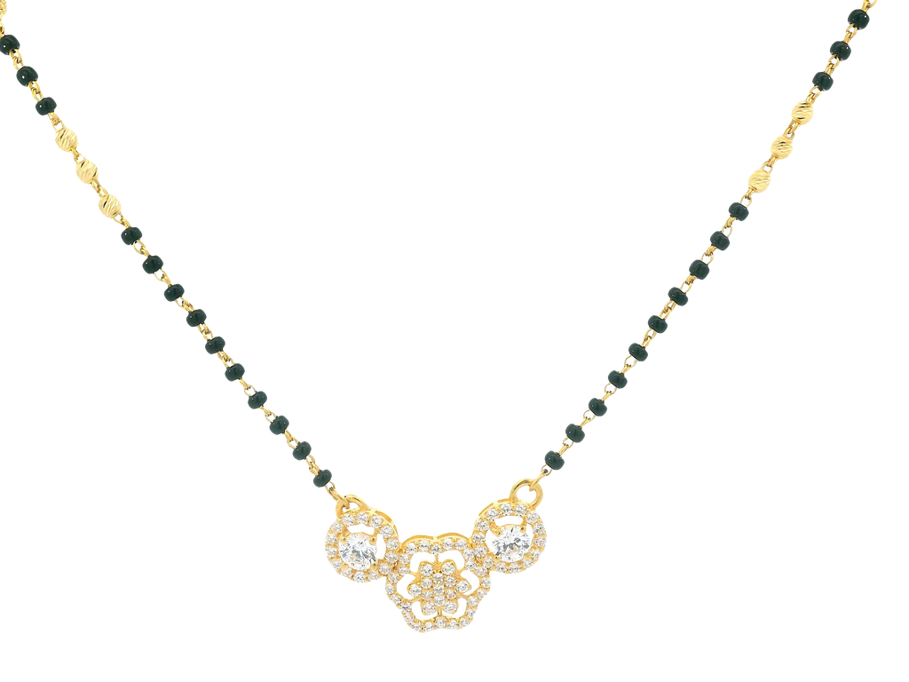 22K Yellow Gold Mangalsutra – Black Beads