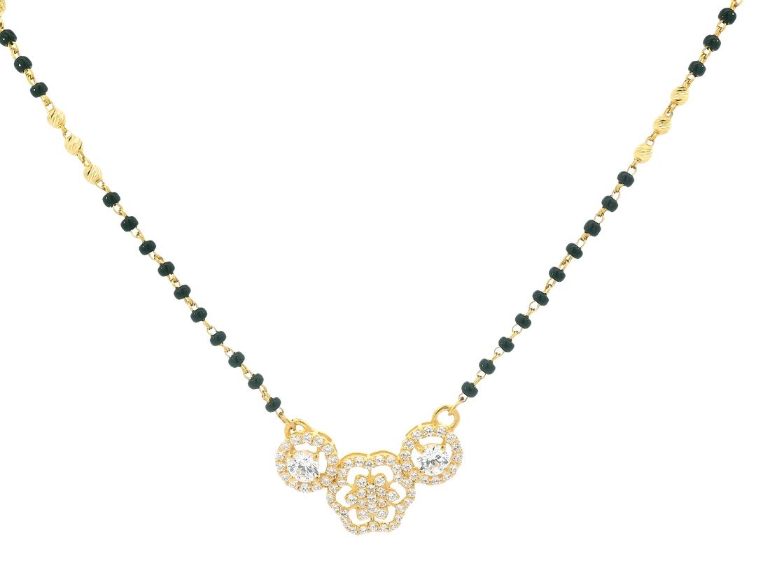 22K Yellow Gold Mangalsutra – Black Beads