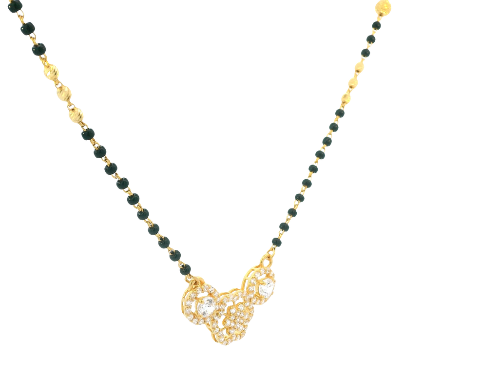 22K Yellow Gold Mangalsutra – Black Beads