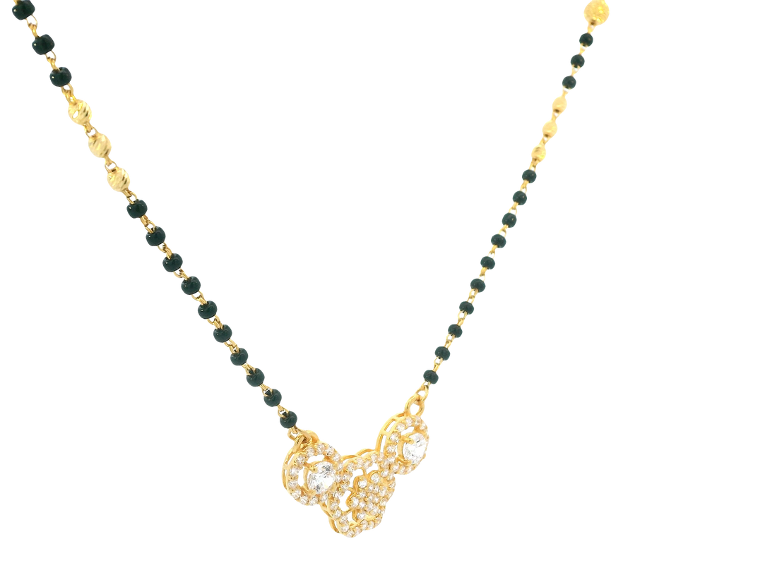 22K Yellow Gold Mangalsutra – Black Beads