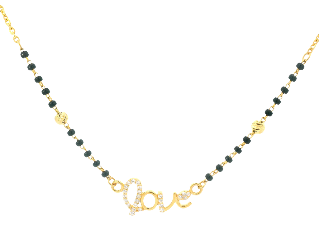 22K Yellow Gold Mangalsutra – Black Beads