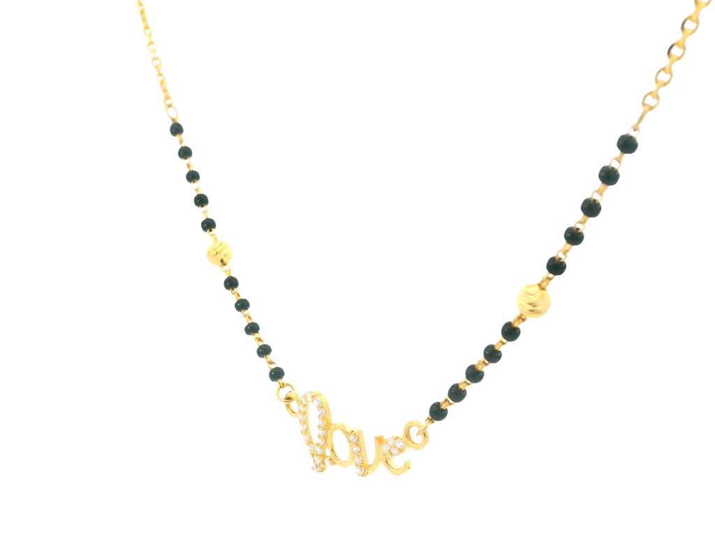 22K Yellow Gold Mangalsutra – Black Beads