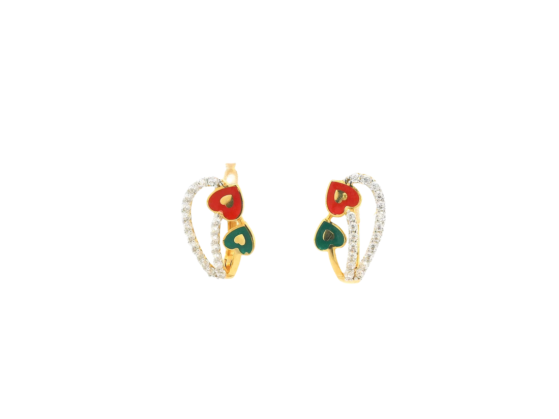 18K Yellow Gold Hoop Earrings with Cubic Zirconia