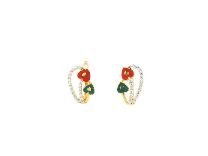 18K Yellow Gold Hoop Earrings with Cubic Zirconia