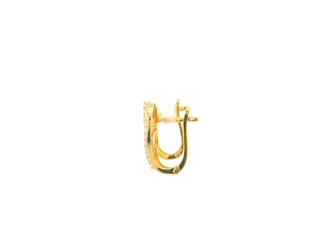 18K Yellow Gold Hoop Earrings with Cubic Zirconia