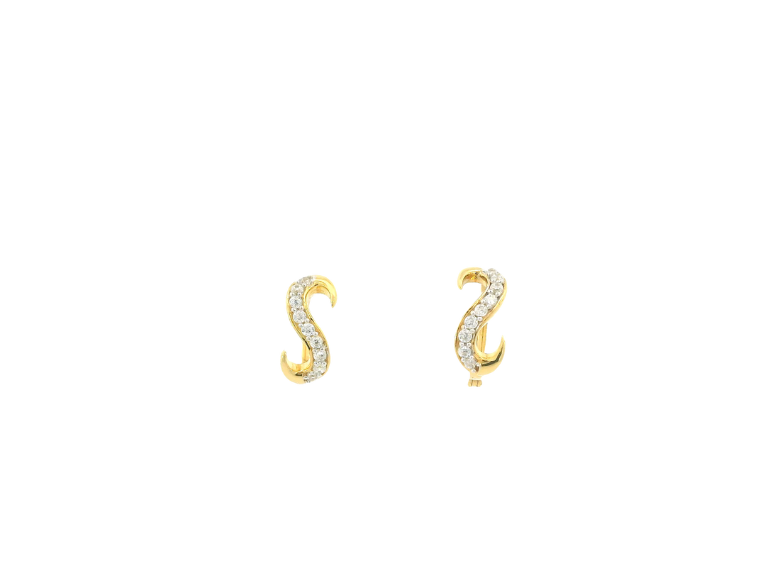 18K Yellow Gold Hoop Earrings with Cubic Zirconia
