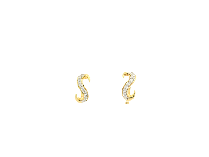 18K Yellow Gold Hoop Earrings with Cubic Zirconia