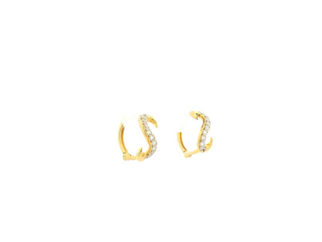 18K Yellow Gold Hoop Earrings with Cubic Zirconia
