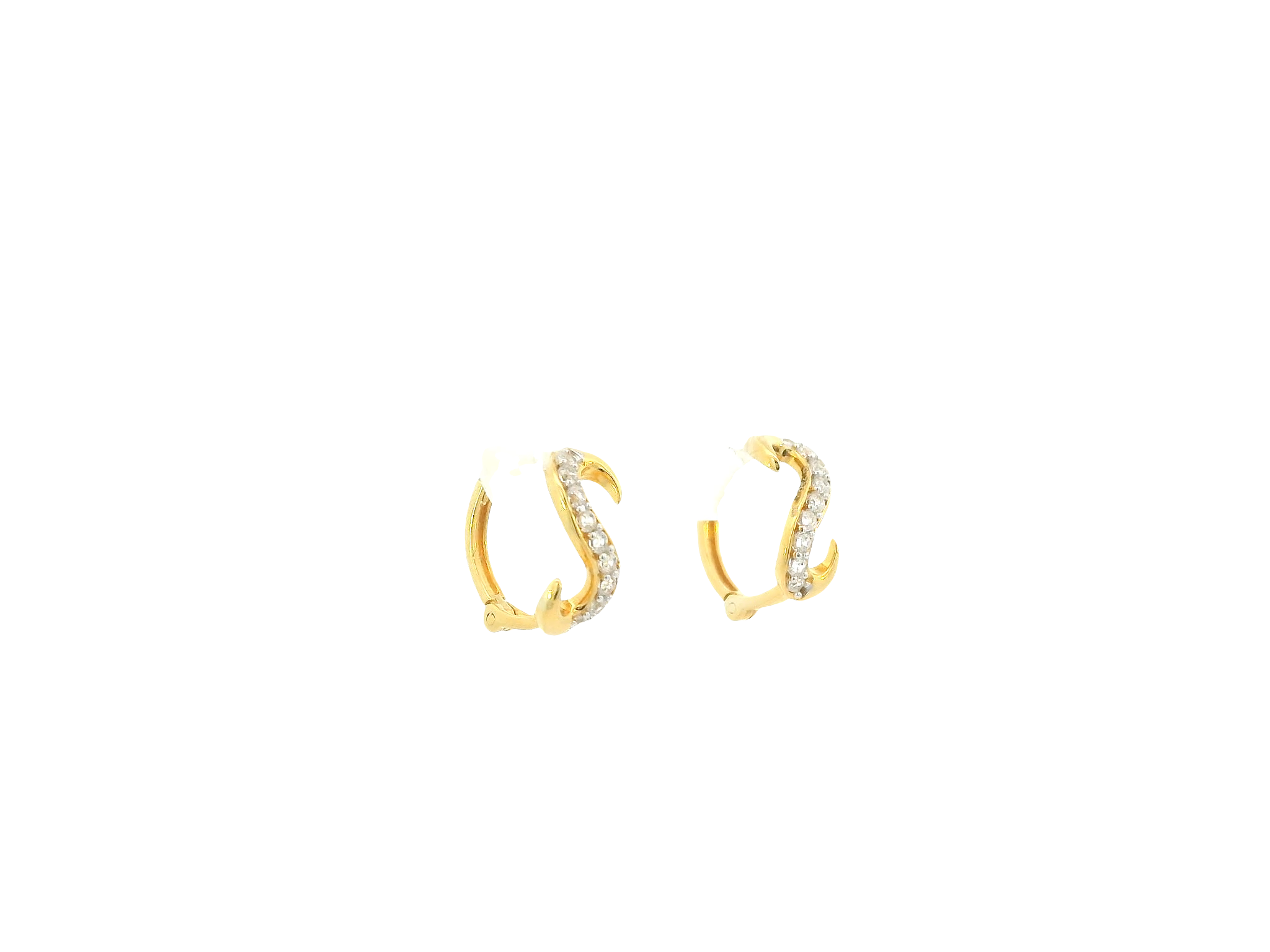 18K Yellow Gold Hoop Earrings with Cubic Zirconia