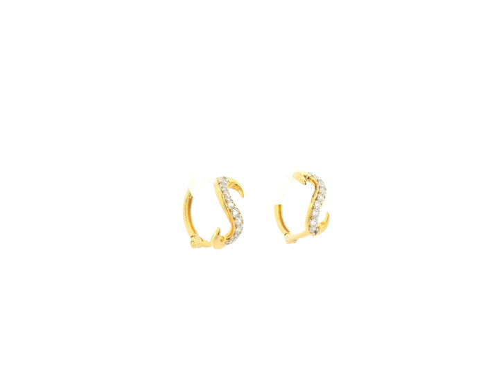 18K Yellow Gold Hoop Earrings with Cubic Zirconia