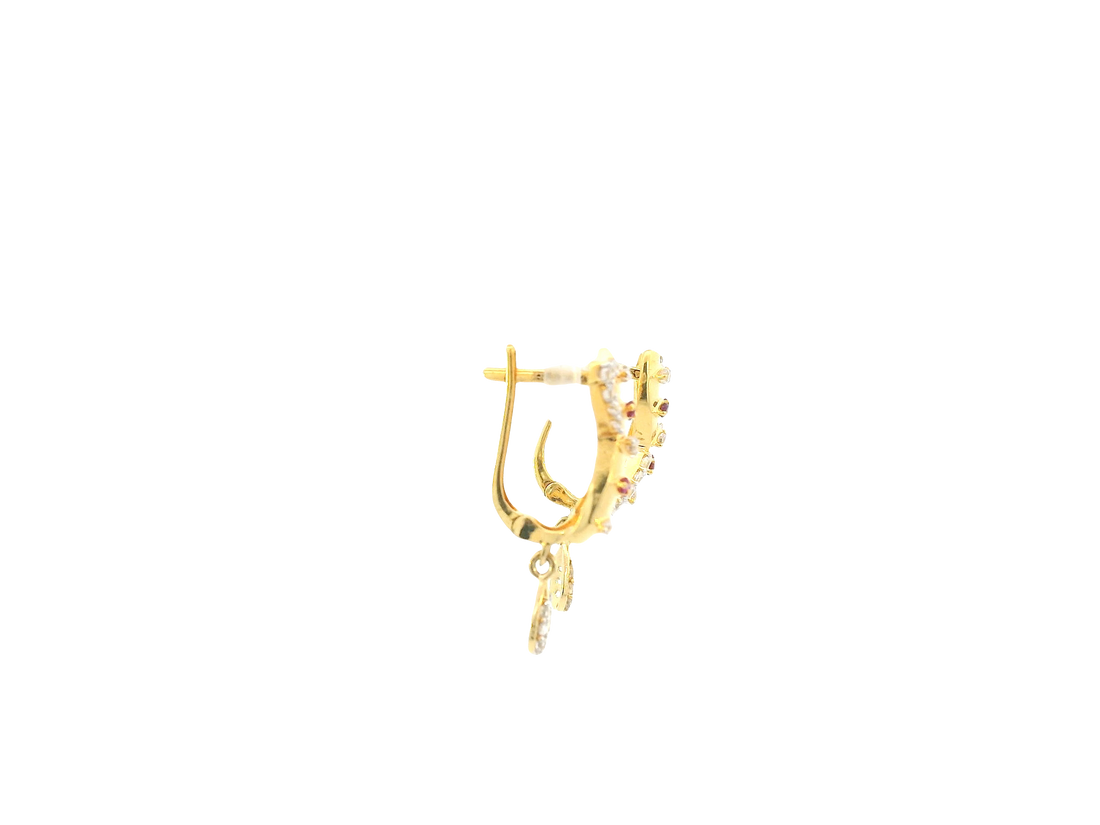 18K Yellow Gold Hoop Earrings with Cubic Zirconia