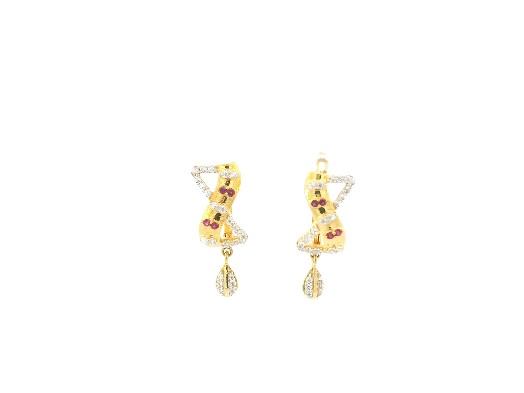 18K Yellow Gold Hoop Earrings with Cubic Zirconia